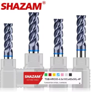 ששאוזאם TGB-HRC65 צבע מעגל חותך כרסום פלדה טונגסטן קרביד ציפוי שחור שטוח קצה טחנת cnc עיבוד שבבי כלים SHAZAM