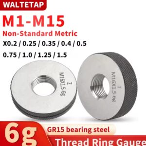 1 סט (1*GO+1*NOGO) מד דיוק 6 גרם M1-M15 מטרי סטנדרטי עם דקה שן טבעת מדידה X0.2/0.25/0.35/0.4/0.5/0.75/1/1.25/1.5