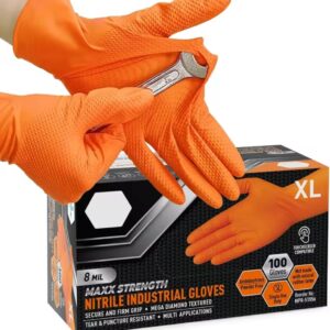 כפפות ניטריל תעשייתיות כתומות Maxx Strength