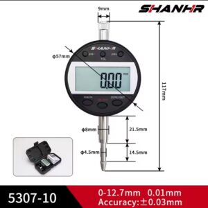 SHANHR מחוון חוגה דיגיטלי אלקטרוני 25.4 מ״מ/0-12.7 מ״מ, המרה אינצ'ים/מטרית, כיבוי אוטומטי, מחוון חוגה דיגיטלי לבדיקת בדיקה