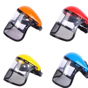 מסכת מגן פנים מקצועית משולבת – רשת מתכת ומשקף PVC שקוף