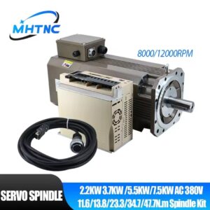 מהירות גבוהה 7.5kw 47.7nm 16.5a סרוו ערכת נהג מנוע ציר עם בלם 198 מ״מ 3ph 380V כוח קבוע כרסום