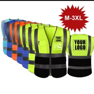 ג'קט בטיחות משקף עם לוגו מותאם אישית טקסט גובה נראות ג'קט עבודה בנייה יחידות עבודה ג'קט בטיחות מהנדס