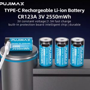 סוללת ליתיום נטענת PUJIMAX CR123A 3V 2550mWh