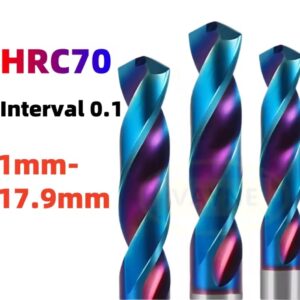 מקדח טוויסט קרביד מוצק HRC70 מצופה כחול 17.9 מ״מ - 1 מ״מ CNC כלי מכונות CNC מתכת קשה פלדת ניקוב 1 יחידה