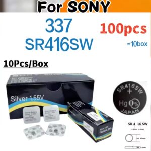 100 יחידות עבור SONY 337 SR416SW AG6 LR416 337A סוללות תחמוצת כסף עבור סוללות שעון אוזניות LED