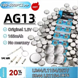 מארז 10 סוללות כפתור AG13 LR44 357A A76 1.5V