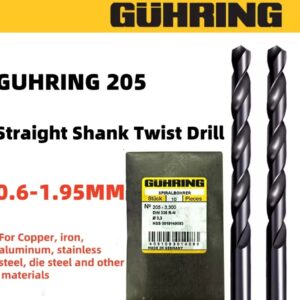 גרמניה GUHRING 205 10 יחידות 0.6-1.95 מ״מ מקדחת סיבוב עם ידית ישרה מפלדת אל-חלד מהירות גבוהה המכילה יהלומים קובלט