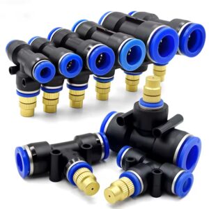 מצופה נחושת עם מתאם טי מתכוונן אטומייזר מזרקת גינה חיצונית השקיית מים 8/12/16mm צינור PE