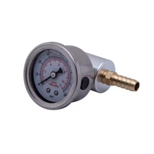 מד לחץ דלק אוניברסלי עם NPT 1/8 תיק מלוטש ממולא בנוזל 0-160 psi וערכת מתאמים למערכות דלק