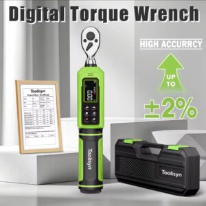מפתח מומנט דיגיטלי של Toolisyn 1/4 3/8 1/2 אינץ' 0.15-340Nm ±2% דיוק 5 יחידות עם אזעקות מרובות לאופניים, אופנוע ומכונית