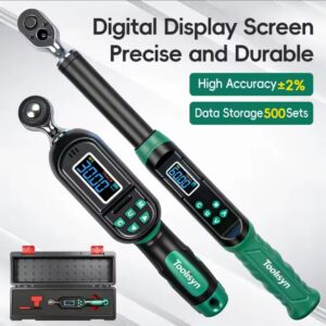 מפתח מומנט דיגיטלי של Toolisyn 0.3-500N.m מתכוונן 1/4" 3/8" 1/2" כונן ±2% דיוק LED Buzzer Precision Tool לתיקון רכבי אופניים