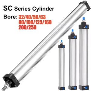 משאבת אוויר פנאומטית סטנדרטית SC32/40/50/63mm Bore פעולה כפולה Air Piston 25-1000mm מסגרת אלומיניום חלקי מנוע