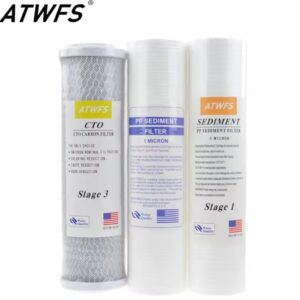 מסנן מים ATWFS בגודל 10 אינץ' 5 מיקרון מסנן כותנה PP + 1 מיקרון מסנן PP + מסנן פחמן מופעל