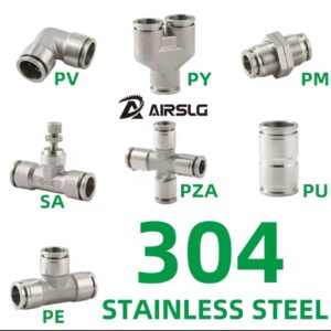 304 צינור צינור פנאומטי נירוסטה אביזרי pc pcf pl plf pb מחבר צינור אוויר צינור מחבר 1/8 1/4 3/8 1/2 מהיר אביזרי צינור שחרור מהיר
