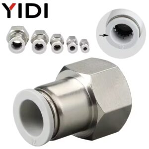 5/10 צינור אוויר pc מתאים לדחוף שחרור מהיר ב אביזרי צינור מחבר פנאומטי 6 מ״מ 8 מ״מ 10מ״מ נקבה הברגה 1/4 3/8 bsp 1/2