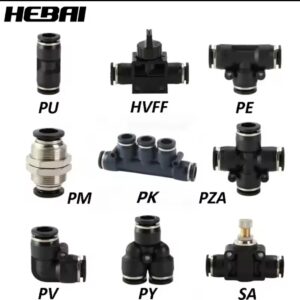 חיבורי פנאומטיים שחורים HEBAI מחבר צינור חיבורי אוויר מהירים 3/4/5/6/8/10/12/14/16mm PU PY PK PE PV SA HVFF PZA PM PP