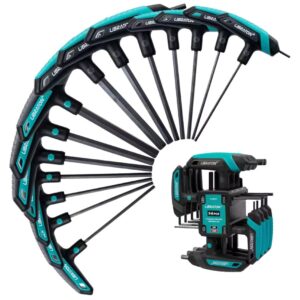 סט מפתחות אלן עם ידית T 14 חלקים, פלדת Cr-V, אחיזה ארגונומית, מידות מטריות ואינץ' LIBRATON