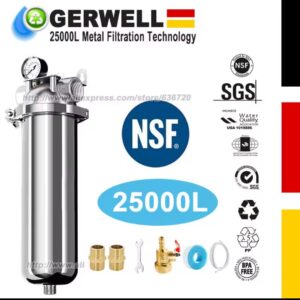 מסנן מים ביתי 25000 ליטר, מטהר מים לכל הבית, נירוסטה 304, זרימה גבוהה, שטיפה נגדית.