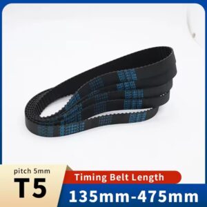 חגורת זמן Pitch=5mm חגורת גומי T5 135mm-475mm רוחב חגורת T5 10mm 15mm 20mm 25mm לחריטה בלייזר חגורת CNC T5 סינכרונית