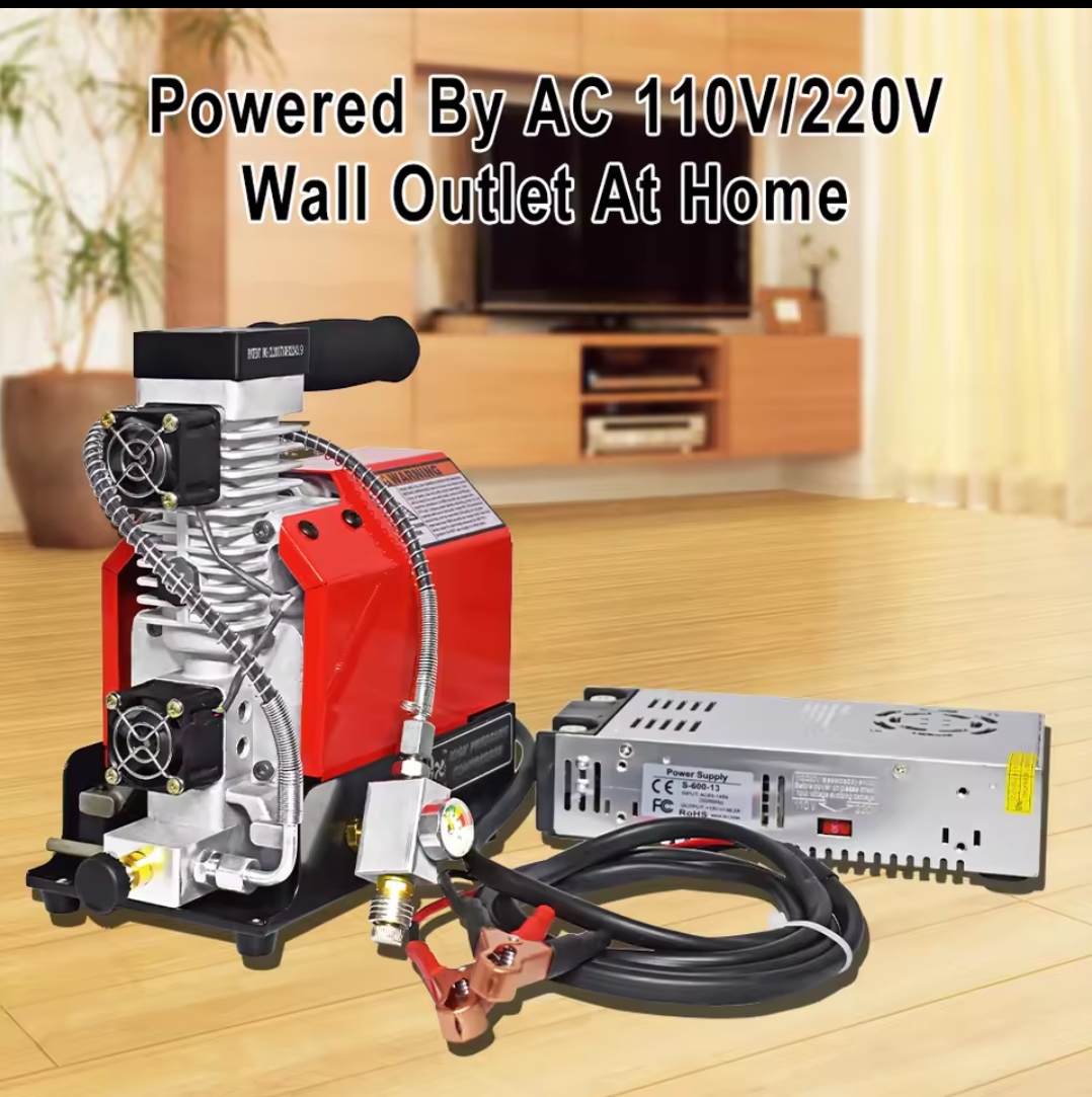 מדחס אוויר נייד GX CS2 300Bar 12V PCP בלחץ גבוה 4500Psi עם מתאם חשמל 12V למיכל רובה PCP Scuba