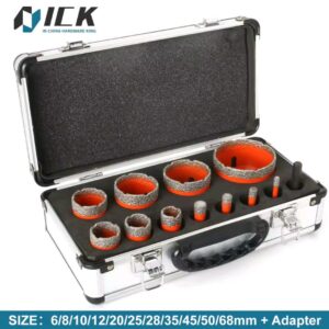 סט מקדחי ליבה יבשים ואקום עם יהלומים M14, כוסות פורצלן אריחים למסור גרניט ושיש, 12 יחידות