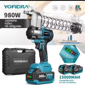YOFIDRA Brushless 103Mpa מקלדת חשמלית 15000PSI מזרק שמן מכונת שומן כלי עבודה עבור סוללת Makita 18V Pin