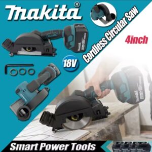 מסור עגול אלחוטי 18V ללא פחמים של מקיטה 4 אינץ' (110 מ"מ) לעבודה בעץ, מתכת ואבן עם מנוע רוטור חיצוני, ללא סוללה