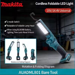 מנורת תאורה חיצונית Makita 18V DML801 תאורה חיצונית DML801 פנס LED נטענת אור שמש מתקפל 801