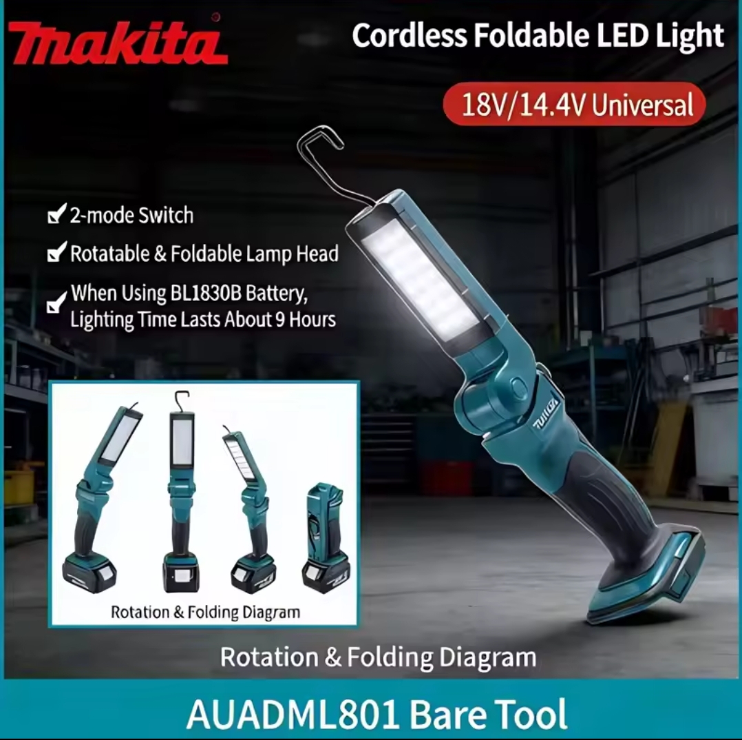 מנורת תאורה חיצונית Makita 18V DML801 תאורה חיצונית DML801 פנס LED נטענת אור שמש מתקפל 801