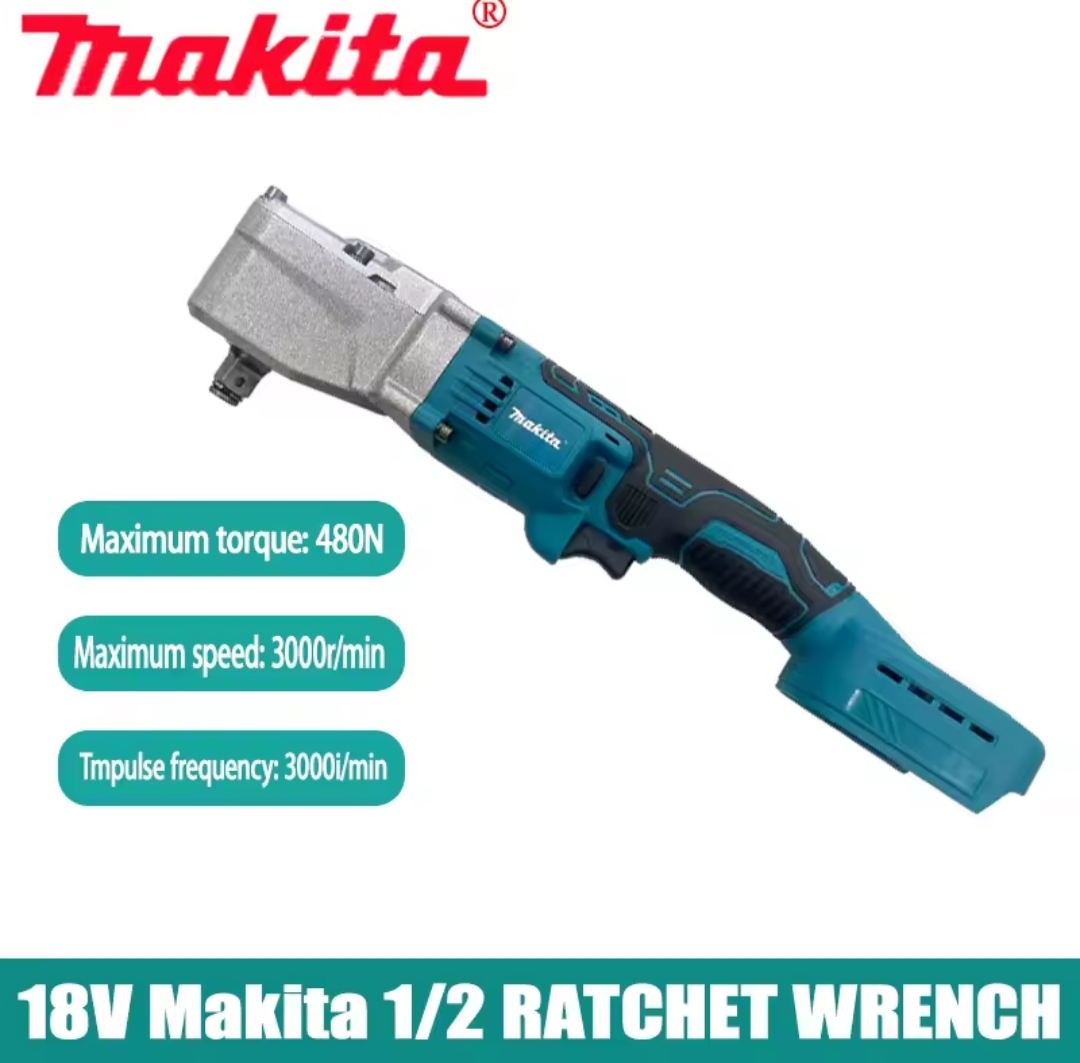מקיטה מפתח חשמלי בזווית ימין 18V, מפתח ראטשט טרוס בזווית של 90 מעלות, כלי תיקון לרכב עם כוח סיבוב גבוה של ליתיום בקוטר 1/2 אינץ' - Image 3