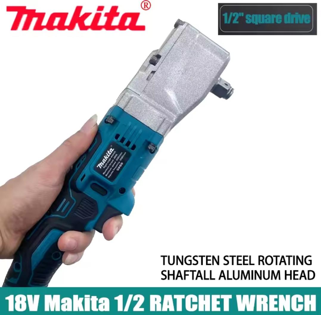 מקיטה מפתח חשמלי בזווית ימין 18V, מפתח ראטשט טרוס בזווית של 90 מעלות, כלי תיקון לרכב עם כוח סיבוב גבוה של ליתיום בקוטר 1/2 אינץ'