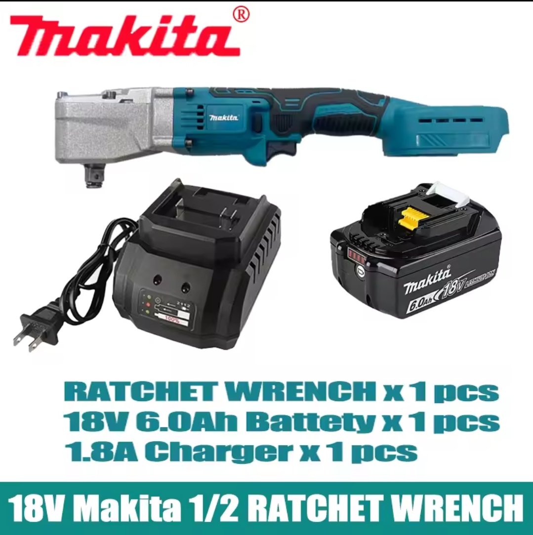 מקיטה מפתח חשמלי בזווית ימין 18V, מפתח ראטשט טרוס בזווית של 90 מעלות, כלי תיקון לרכב עם כוח סיבוב גבוה של ליתיום בקוטר 1/2 אינץ' - Image 6