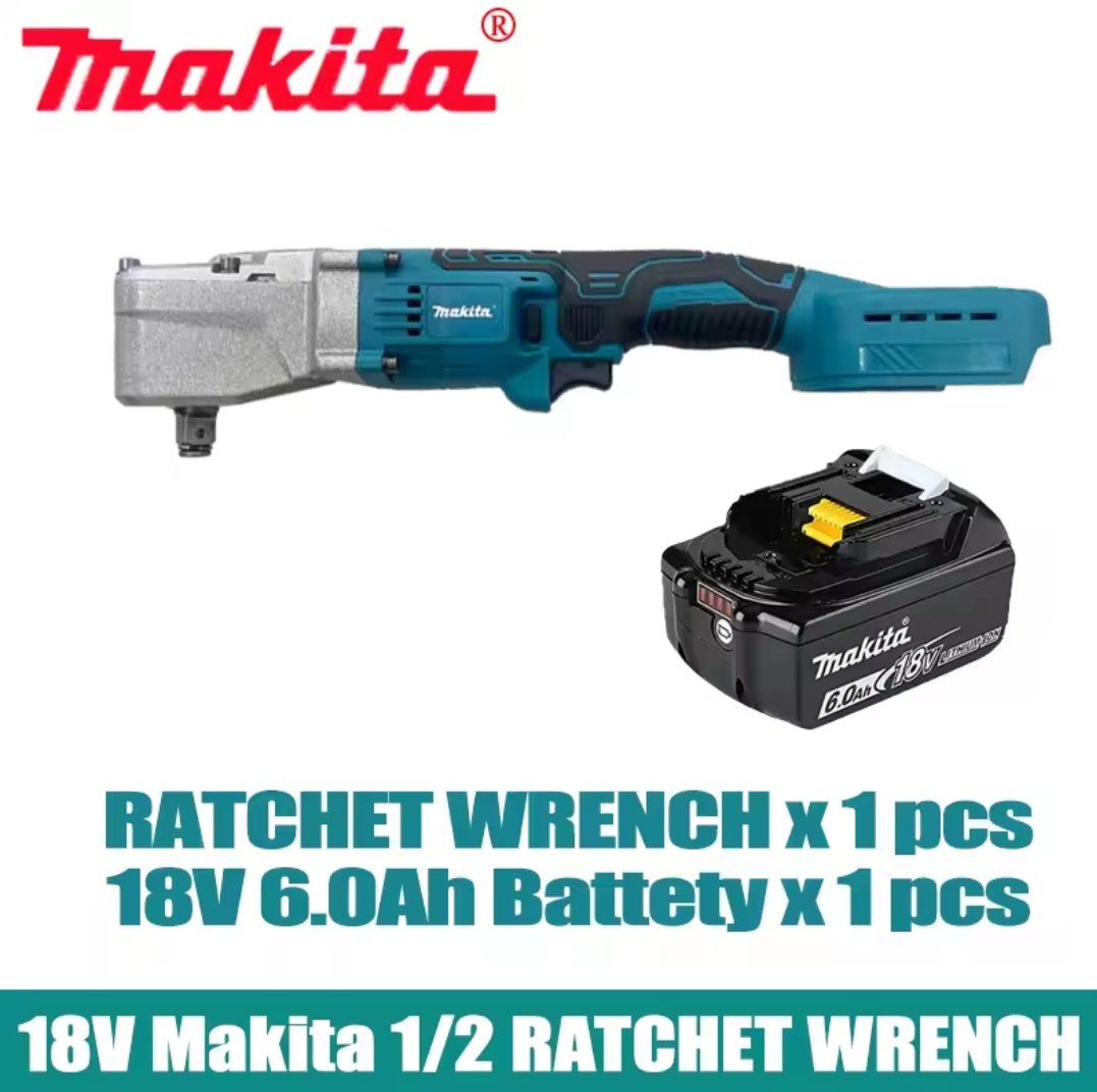 מקיטה מפתח חשמלי בזווית ימין 18V, מפתח ראטשט טרוס בזווית של 90 מעלות, כלי תיקון לרכב עם כוח סיבוב גבוה של ליתיום בקוטר 1/2 אינץ' - Image 7