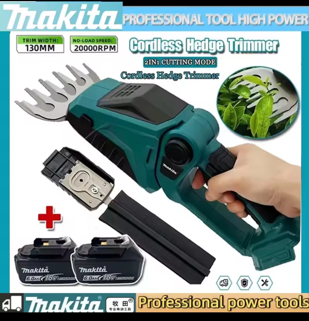 מכונת גיזום אלחוטית 2 ב-1 מיני ידנית חשמלית Makita לגיזום דשא מופעלת על ידי גיזום דשא לגינה עבור סוללת 18V
