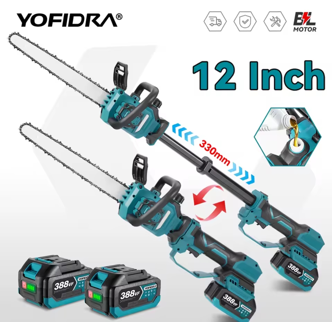 אינץ 'מוט טלסקופי חסר מברשת חשמלי 12 YOFIDRA סוללת פינועץ גינון גיזום מסור למקיטה V 18-21