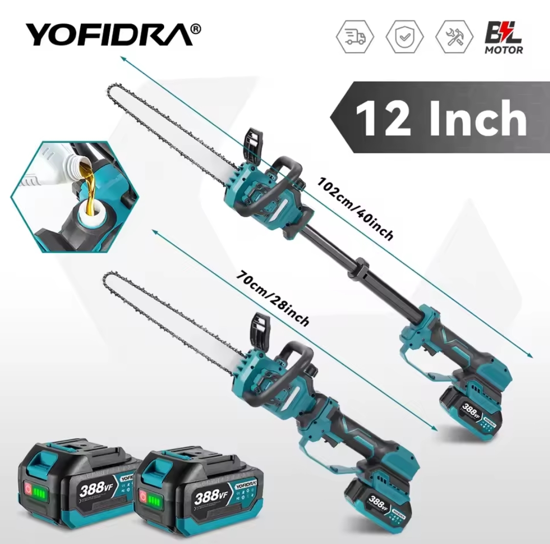 אינץ 'מוט טלסקופי חסר מברשת חשמלי 12 YOFIDRA סוללת פינועץ גינון גיזום מסור למקיטה V 18-21 - Image 9