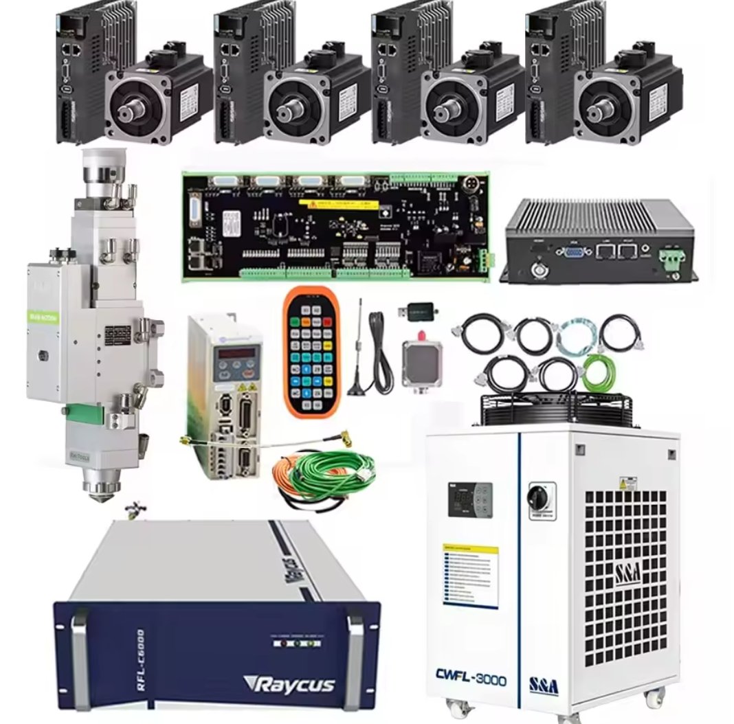 מערכת לייזר Raycus XC3000S RFL-1500/RFL-2000/RFL-3000S/RFL-6000 מקור לייזר 1 ראש לייזר BM110 QBH CWFL-1500 סרבו Huichuan